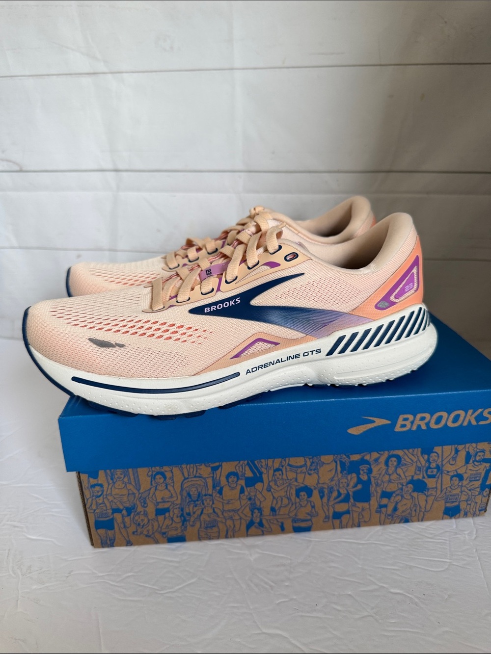Brooks Size 8-8.5B Adrenaline GTS 23 Women's Running Shoes Apricot (Estate Blue) - Picture 4 of 9